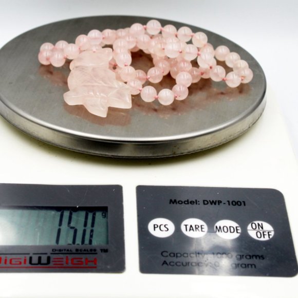 Chinese Jade Bead Necklace With Jade Bird Pendant - Picture 6 of 7